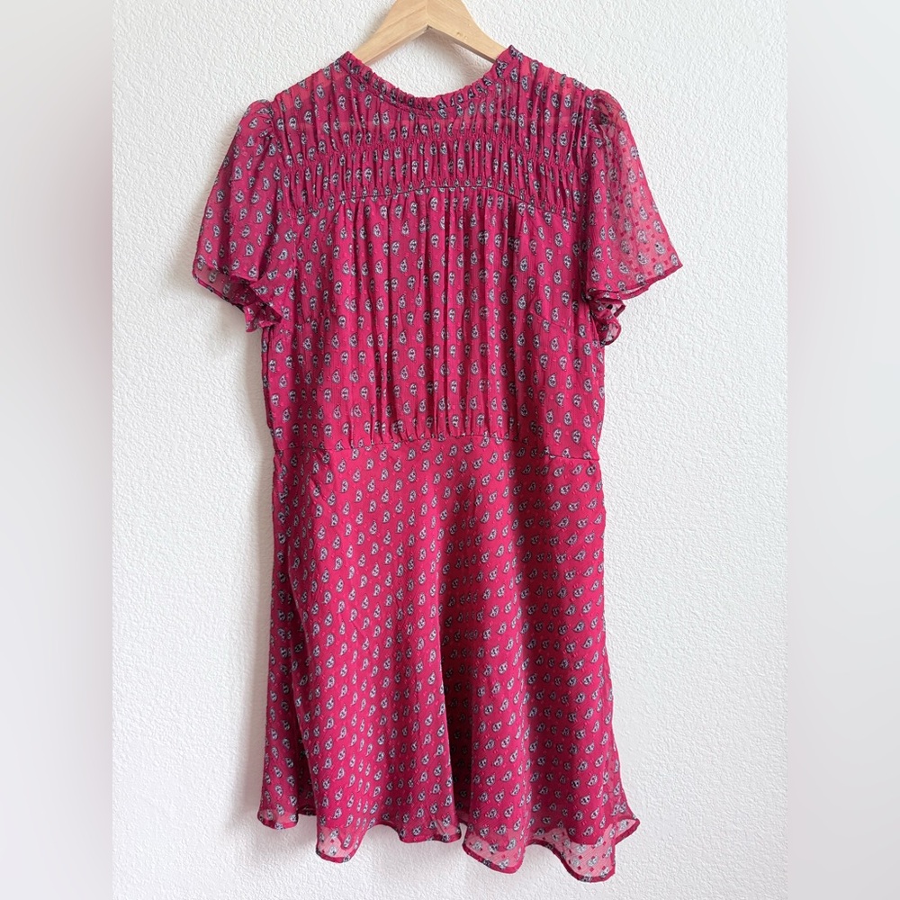 LOFT Pink Paisley Mini Dress Size 12 Lightweight Summer Dress